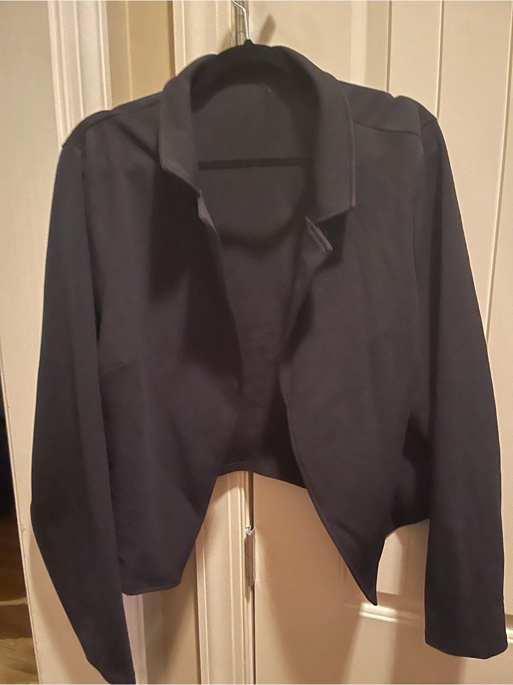 Women's Black Cropped Open-Front Jacket
